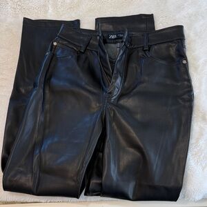 Zara Sleek Black Leather Look Trousers